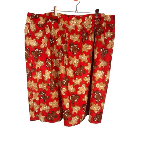 Retroliciois Gingerbread Christmas Knee Length Skirt 4X Cotton Red Cookies - Picture 2 of 6